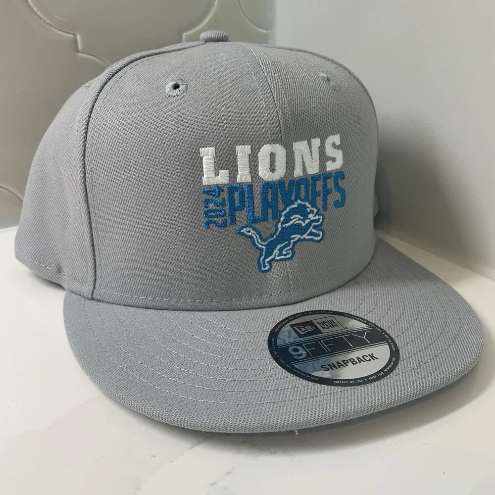 New Era 9FIFTY Detroit Lions 2024 NFL Playoffs Gray Adjustable Snapback Hat OSFM